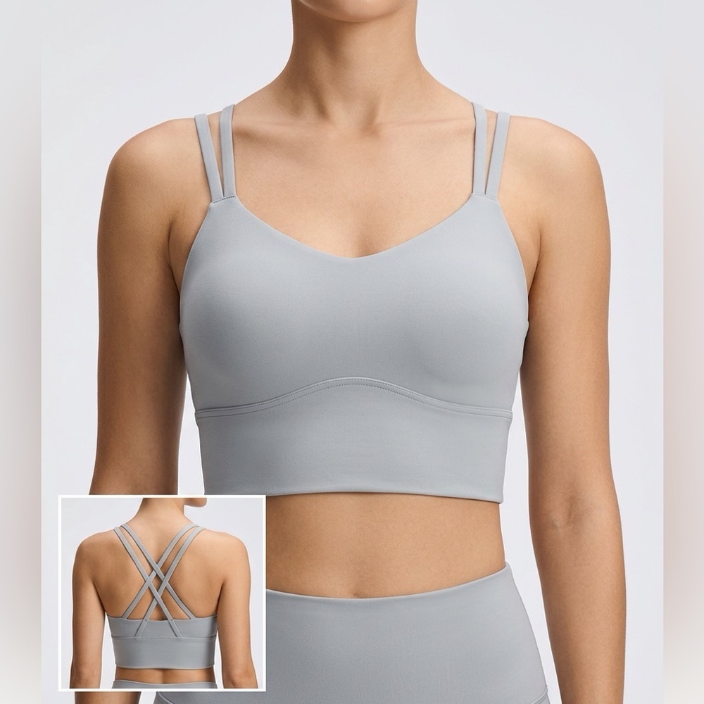 lululemon Grey Strappy Longline Sports Bra Tank – Approx XS